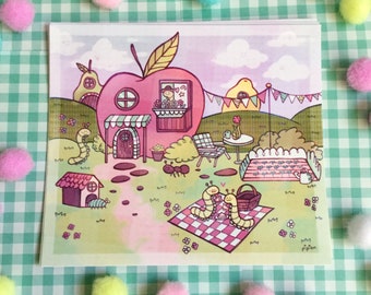 cute wormie house mini prints! (5 x 4.5 in)