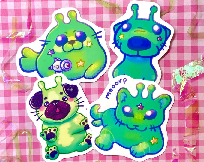 Cute Alien Animal Stickers - Etsy