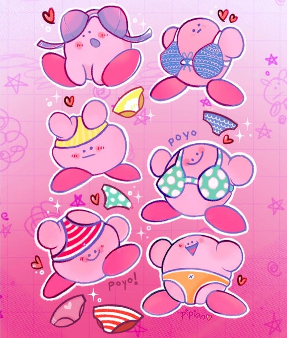 Kirbys Panty Raid 6 Count Sticker Pack Cute Kirby Themed Sticker