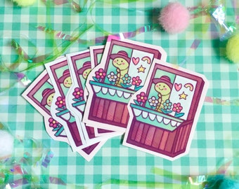 wormie in the window sticker! cute cottagecore decal