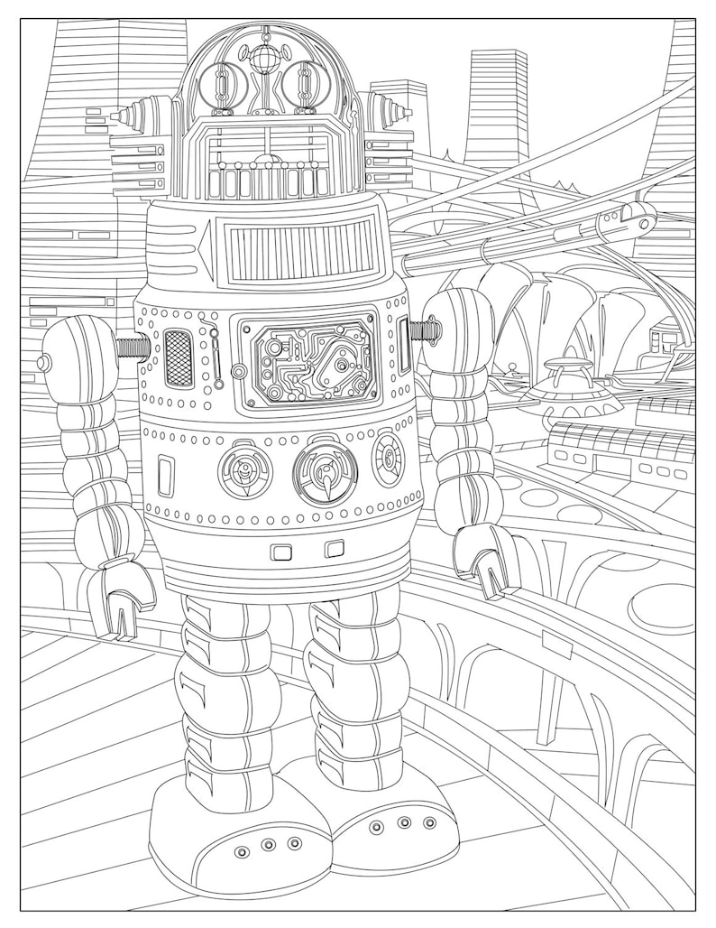 Retro Robots: Robot & Space Coloring Book | Etsy