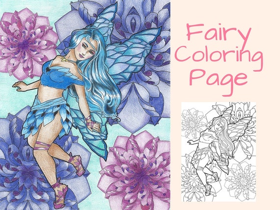 Download Adult Coloring Book Pages Coloring Book Fairy Coloring Etsy