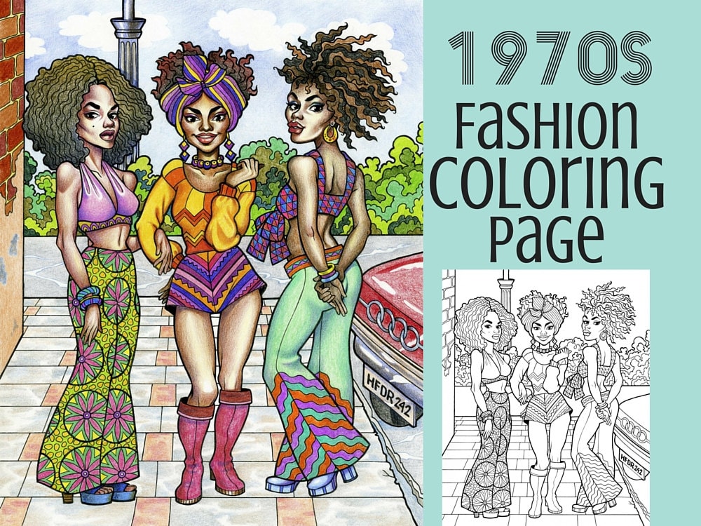 Download Coloring Page 1970s Fashion Coloring Book Printable Etsy