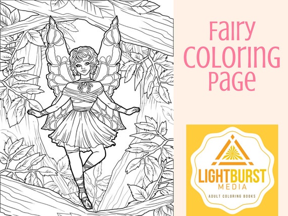 Fairy Coloring Page Fantasy Coloring Page Printable Instant Etsy