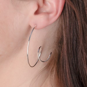 Sterling Silver Half Spiral Earrings, Handmade silver jewellery, Contemporary earrings, Modern, Clean, Fresh
