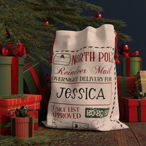North Pole Reindeer Mail Santa sack |Santa Present sack| North Pole Reindeer Mail Personalized | Personalized Christmas Present Sack