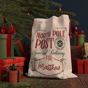 North Pole Post Santa sack |Santa Present sack| North Pole Post Personalized | Personalized Christmas Present Sack