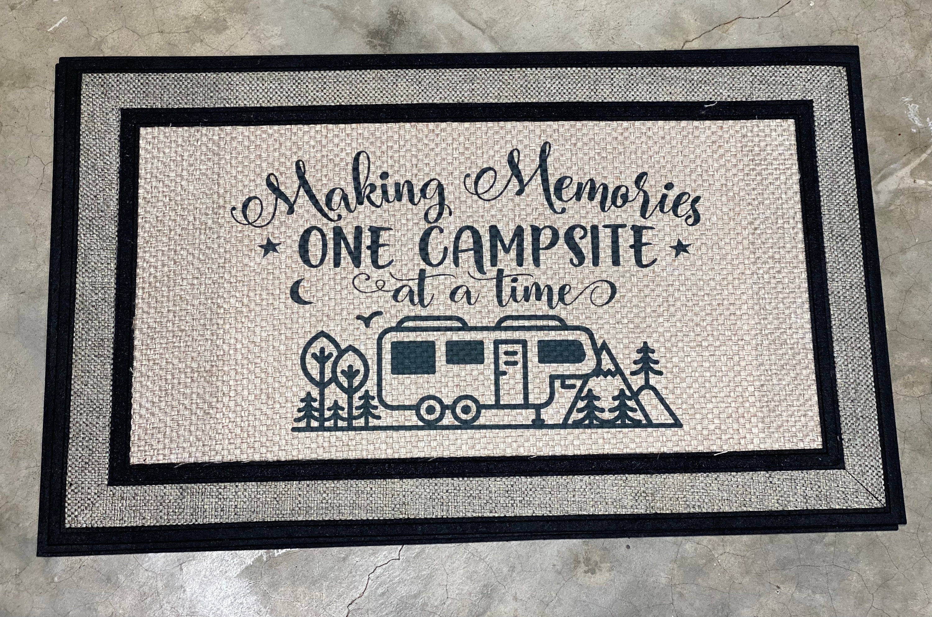 Personalized Camper Doormat Our Happy Place Custom Camping Door