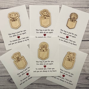 Pocket Hug, Wooden Animal Pocket Hug, wood token