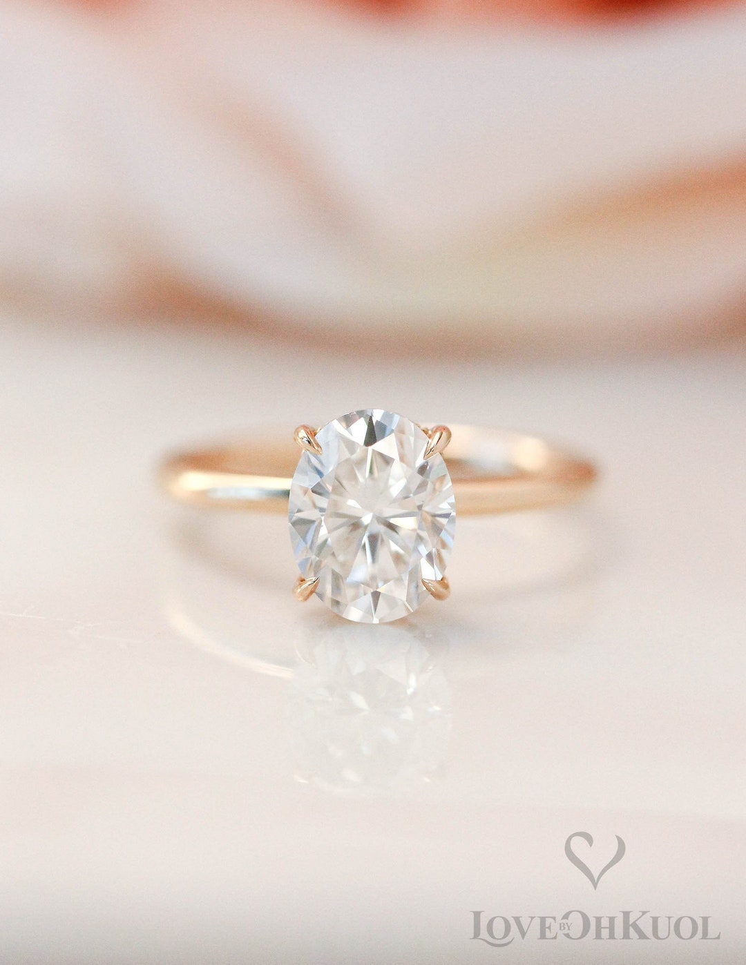 2 Carats Oval Moissanite Engagement Ring Hidden Halo Oval - Etsy