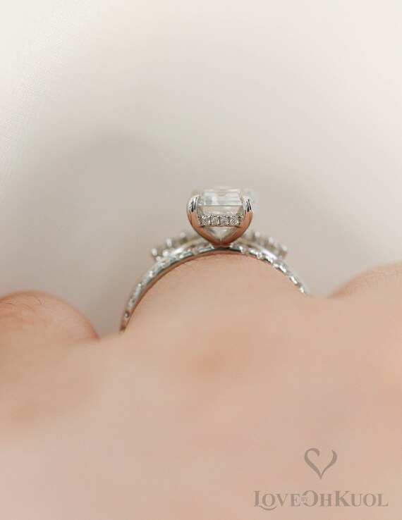 Low profile cushion cut shop engagement ring
