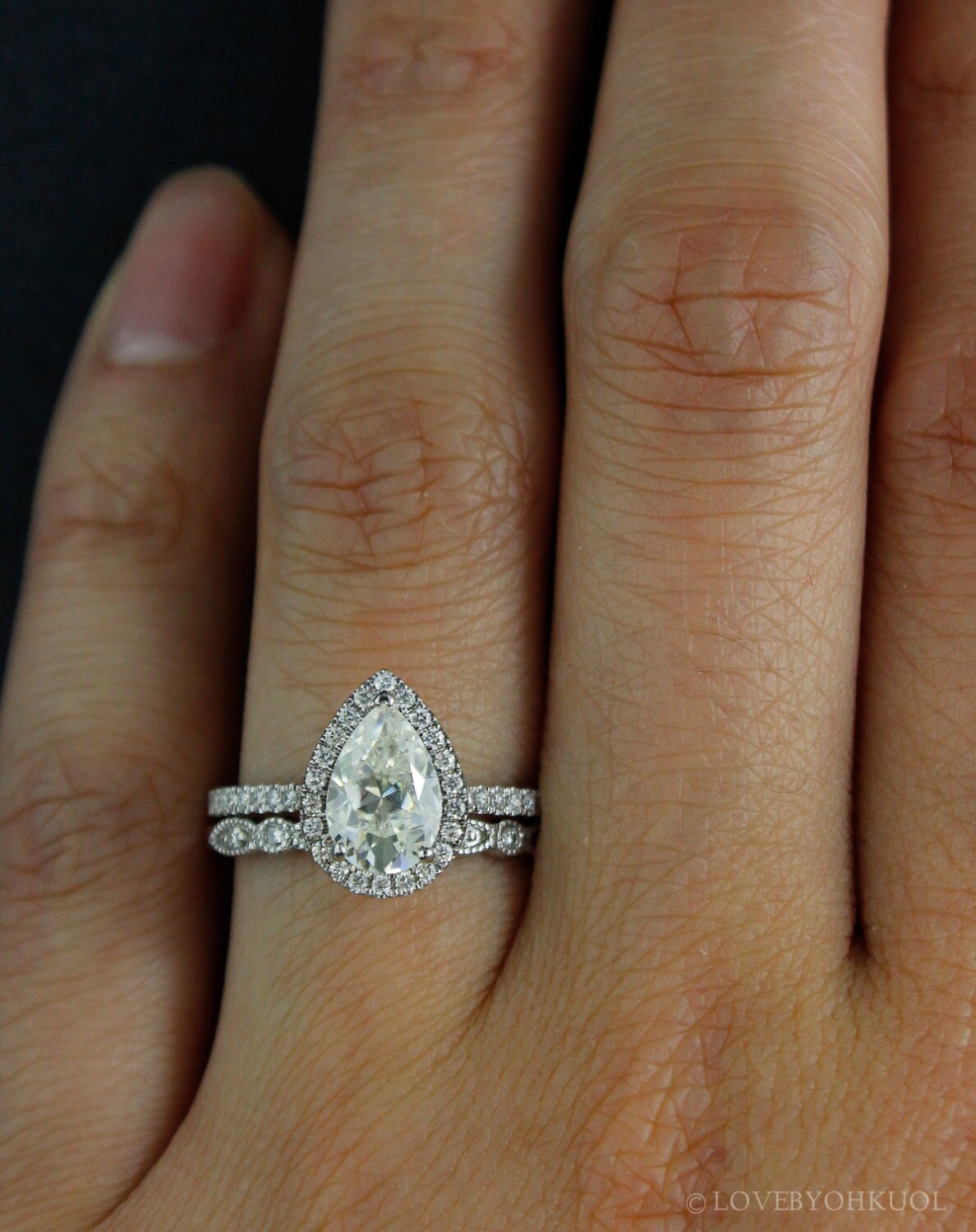 Forever one clearance pear moissanite