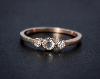 Rose Gold Rose Cut Diamond Ring - 0.18 Carat, Conflict-Free