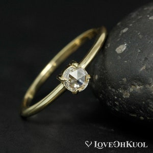 Gold Rose-Cut Diamond Engagement Ring - Promise Ring - Natural, Conflict Free Diamond Ring