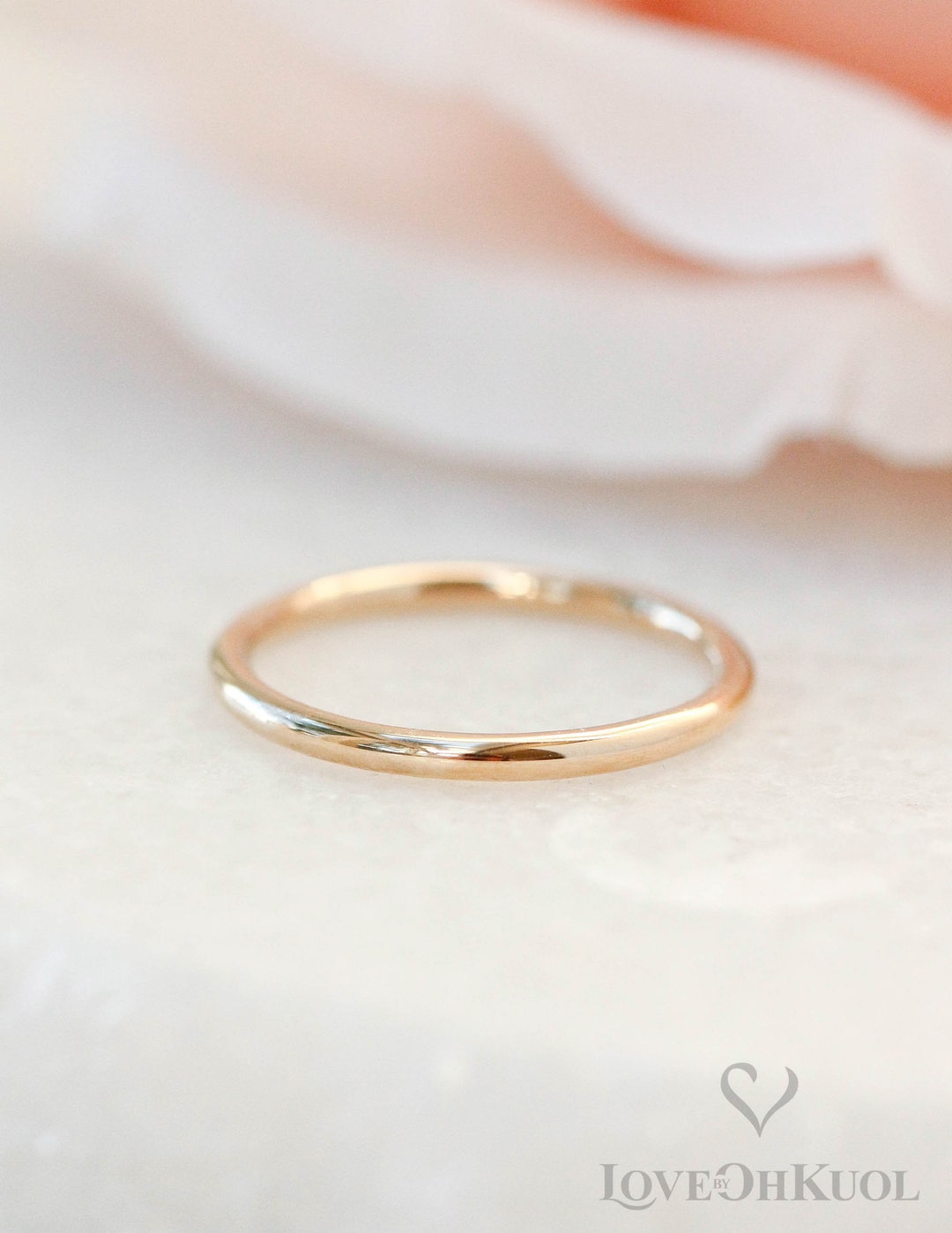 Slightly Rounded Ring Band Dainty Rounded Wedding Band, Modern Rounded Wedding Band, Everyday Gold ...
