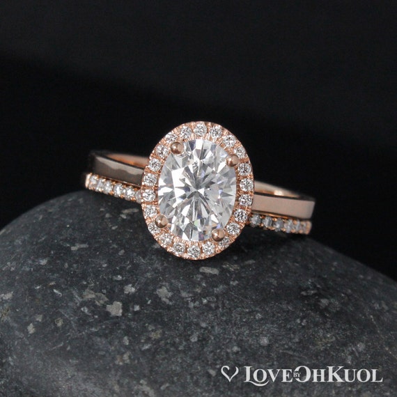Oval Forever One Colorless Moissanite Engagement Ring Halo