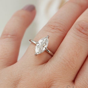 2 Carat Marquise Moissanite Engagement Ring: 14k Rose Gold Hidden Halo