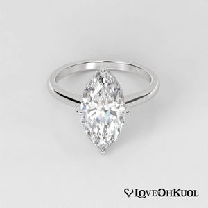 3 Carat Marquise Lab Grown Diamond Engagement Ring: 14K Gold Hidden Halo (IGI Certified)