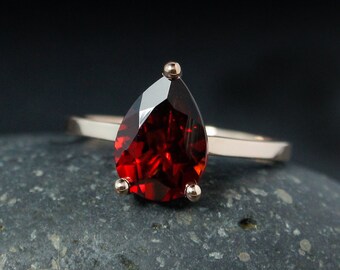 Teardrop Red Garnet Engagement Ring – Choose Your Setting