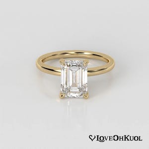 2 Carat IGI Certified E, VVS2 Emerald Cut Lab Grown Diamond Engagement Ring,  Solitaire Ring, Emerald Cut CVD Diamond, Wedding Ring