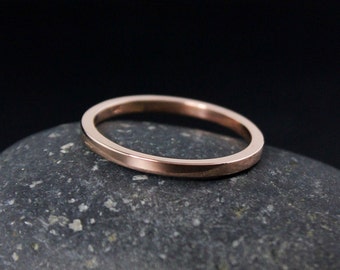 Classic Rose Gold Modern Wedding Band For Her High Polish Minimalist Bridal Ring Everyday Stacking Band Ring Gift for Her