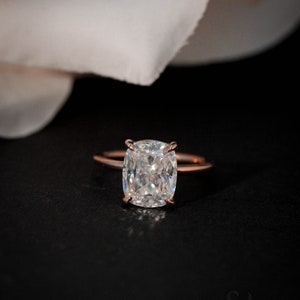3.5 Carats Elongated Cushion Cut Moissanite Engagment Ring, Cushion Cut Wedding Ring, Colorless Moissanite Ring, Anniversary Ring