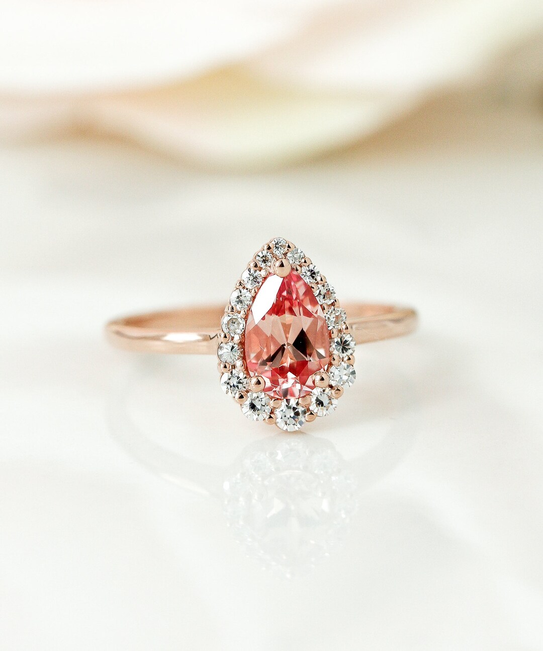 Peach sapphire pear cut sale