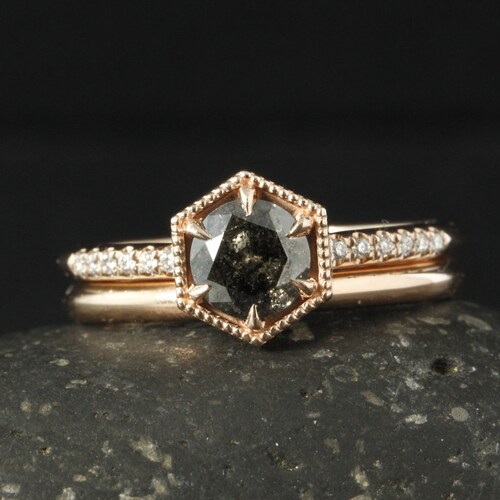 Rose Gold Smoky Grey Diamond Ring Brilliant Cut Diamond - Etsy