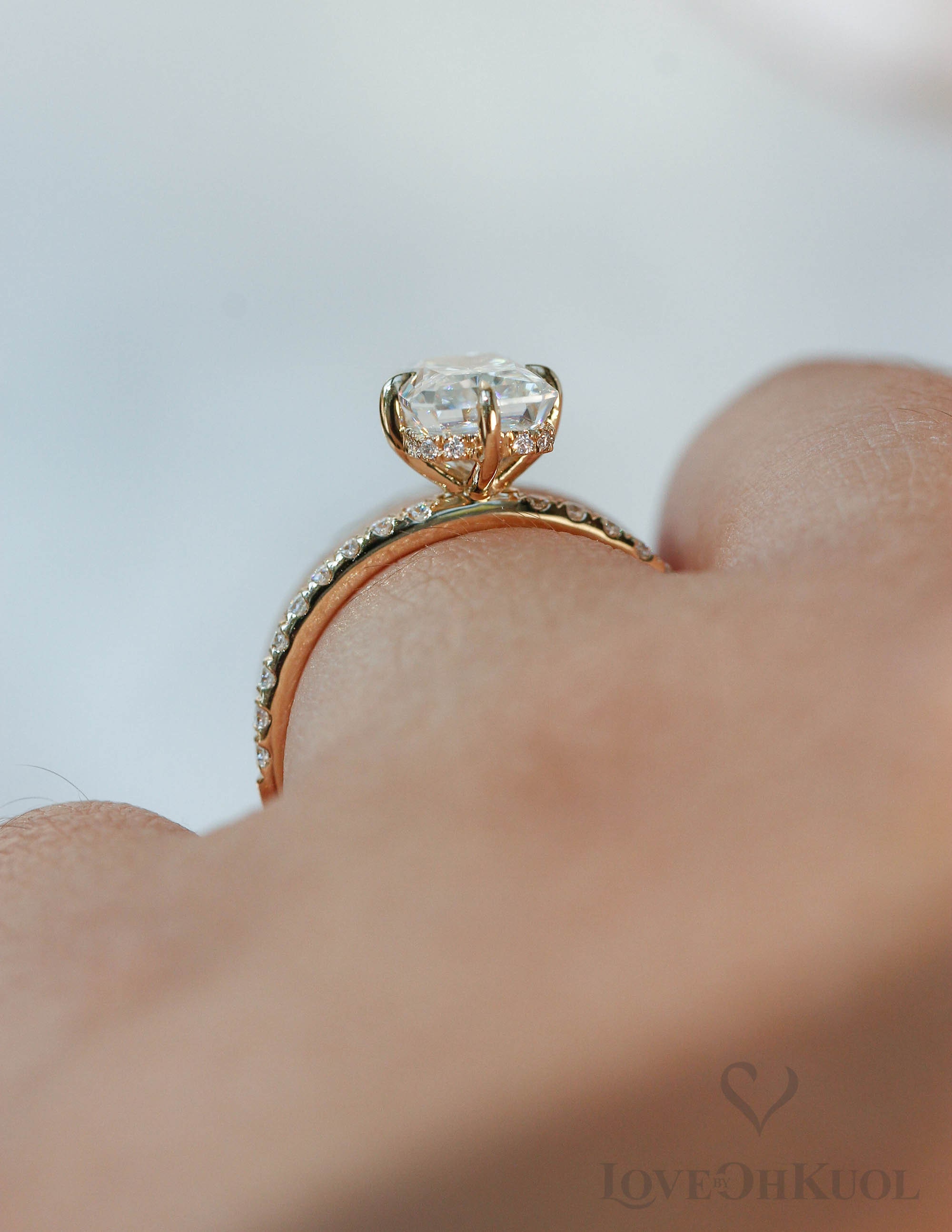 Yellow Gold Crushed Ice Radiant Cut Moissanite Engagement Etsy