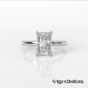 2 Carat Radiant Cut Lab Grown Diamond Engagement Ring, IGI Certified, 14K White Gold
