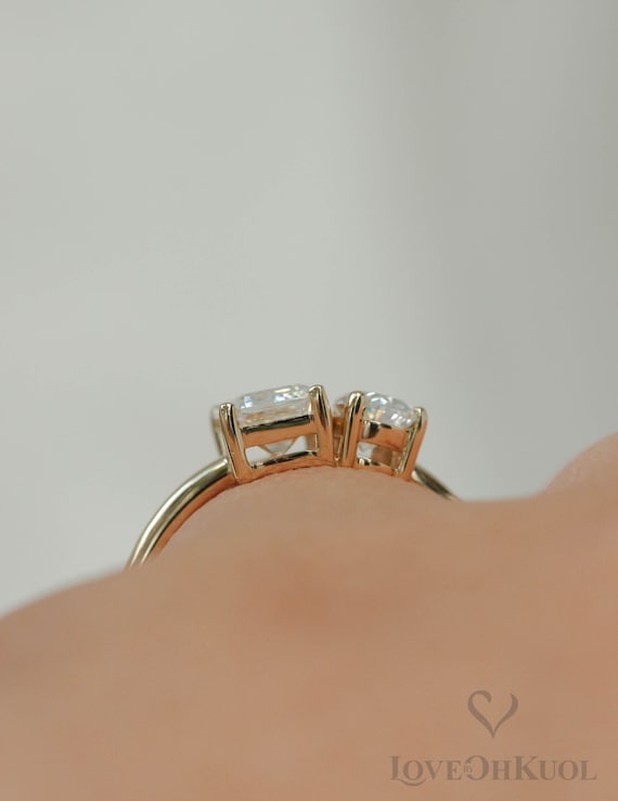 Low profile 3 deals stone engagement ring