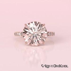 5.02 Carat IGI Certified Lab Grown Fancy Intense Pink Diamond Engagement Ring, Hidden Halo, Diamond Wedding Ring, 14K Rose Gold