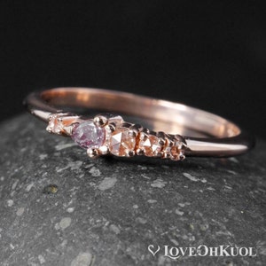 Rose Gold Natural Pink Diamond Cluster Ring, Rose Cut Diamond Anniversary Ring, Pear Cut Pink Diamond, Natural Earth Mine Pink Diamond