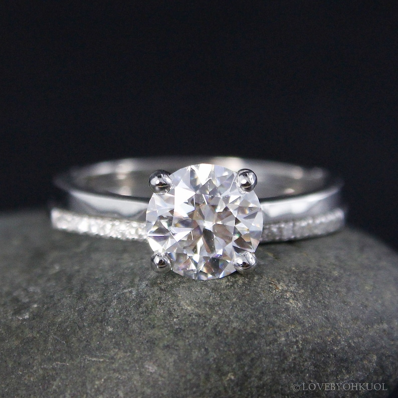 Forever One D-E-F Colorless Moissanite Solitaire Engagement Ring Forever One D-E-F Colorless Moissanite Solitaire Engagement Ring
