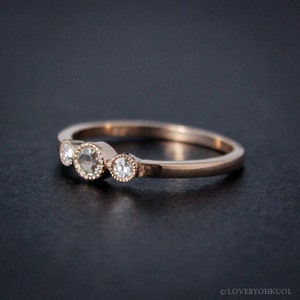 Rose Gold Diamond Ring Rose Cut Diamond Non-Traditional Engagement Rings image 2