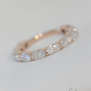 2 Carat Rose Gold Lab Grown Diamond Wedding Band: East West Oval Anniversary Ring