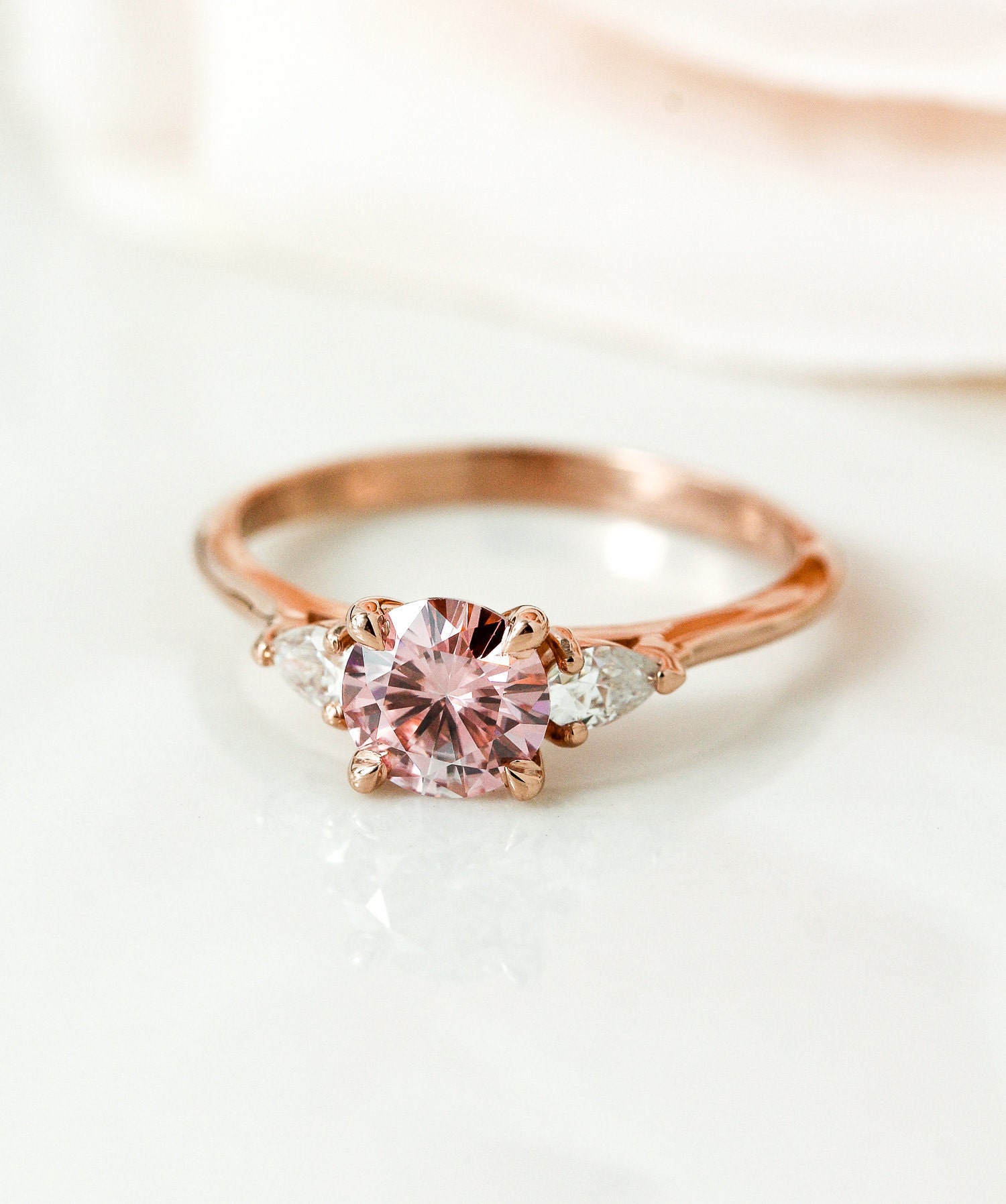 Peach moissanite on sale