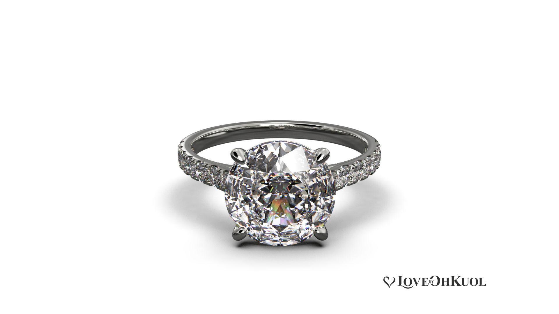 3 Carat Round Lab Grown Diamond Engagement Ring: 14K Gold Cathedral Solitaire