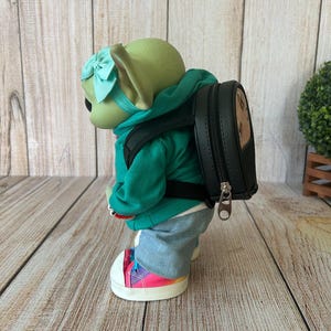 Handmade Mini Backpack for 11-inch Grogu. Faux Leather and Printed Fabric image 6