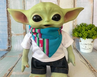 Handmade Aguayo Bandana for Baby Yoda Doll 11 inches