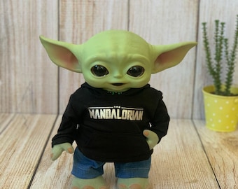 Baby Yoda Doll 11 inch Printed Hoodie