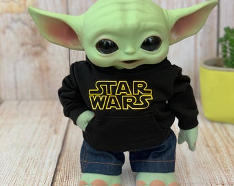 Printed Hoodie for Baby Yoda Doll 11 inch