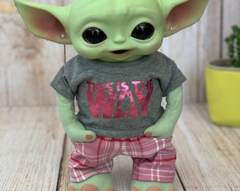 Checkered Pants for Baby Yoda Doll ( 11 inch)