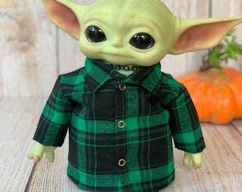 Flannel Shirt Baby Yoda Doll 11 inch