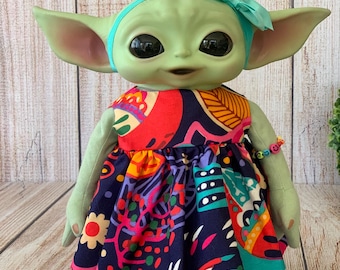 Handmade Fabric Dress for 11-inch Grogu Doll.