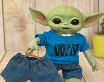 Denim Jeans for Baby Yoda Doll ( 11 inch)