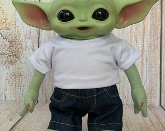 Spijkerbroek voor Baby Yoda-pop (28 cm)