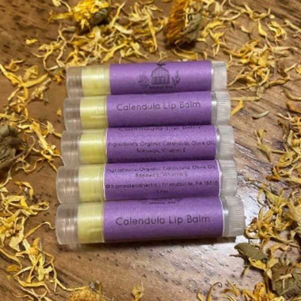 Organic Calendula Lip Balm, Chapstick, All Purpose, Lip Butter, Salves, Vitamin E, Lip Stick, Lip Gloss, Herbal, Herbs, Chapped Lips,