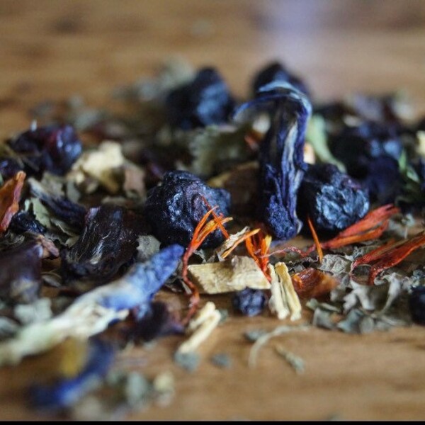 Blueberry Butterfly Pea Herbal Loose Leaf Tea: Caffeine Free, Butterfly Pea, Summer Tea, Gourmet Tea, Blue Tea, Purple Tea, Blueberry Tea