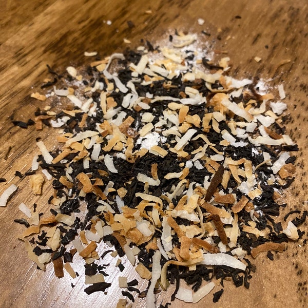 Vanilla Coconut Black Loose Leaf Tea, Black Tea, caffeinated, Coconut Tea, Tea Gift, Tea Blends, Vanilla Bean, Black Tea Blends, Coconut